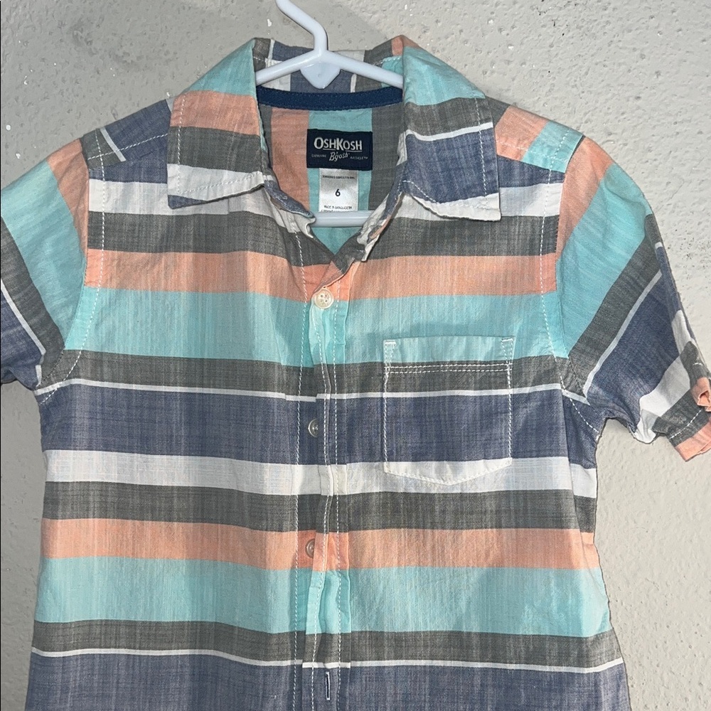 OshKosh B'gosh Kids Striped Button-Down Shirt - Blue, Green, Orange